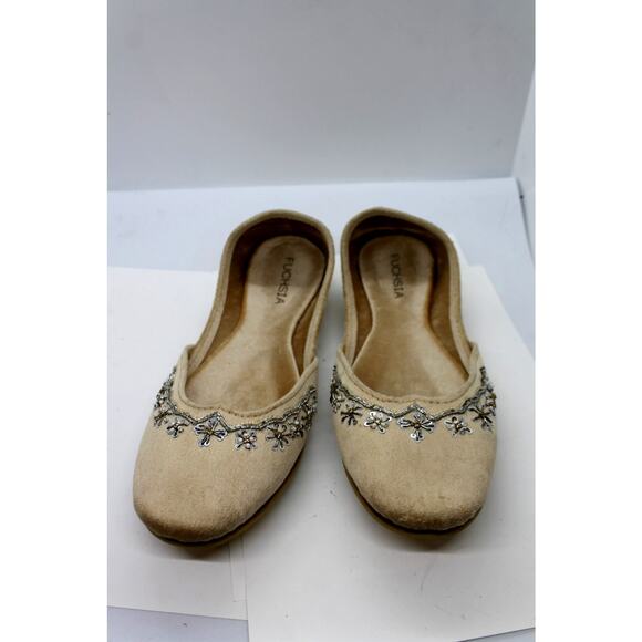 Fuchsia Tan Beaded Ballet Flats (read for size - 9?) - Picture 2 of 4